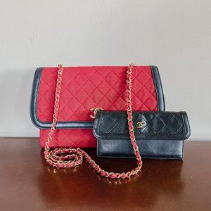 CHANEL Chain Strap Bag w/Removable Pouch Red